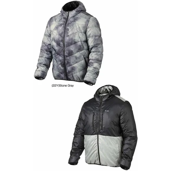 Oakley Men's Generate Reversible HydroFree Hooded Puffer Jacket - Stone Gray - Picture 1 of 4